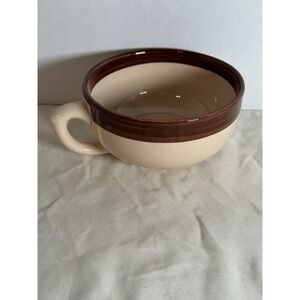 Sterling China Soup Mug Bowl Brown Rim Vitrified USA Diner Ware Chili Handle
